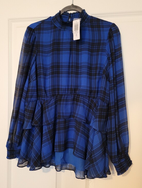 torrid Tops - torrid Blue and Black Plaid Rufffled Top Blouse.   M/L  NWT!